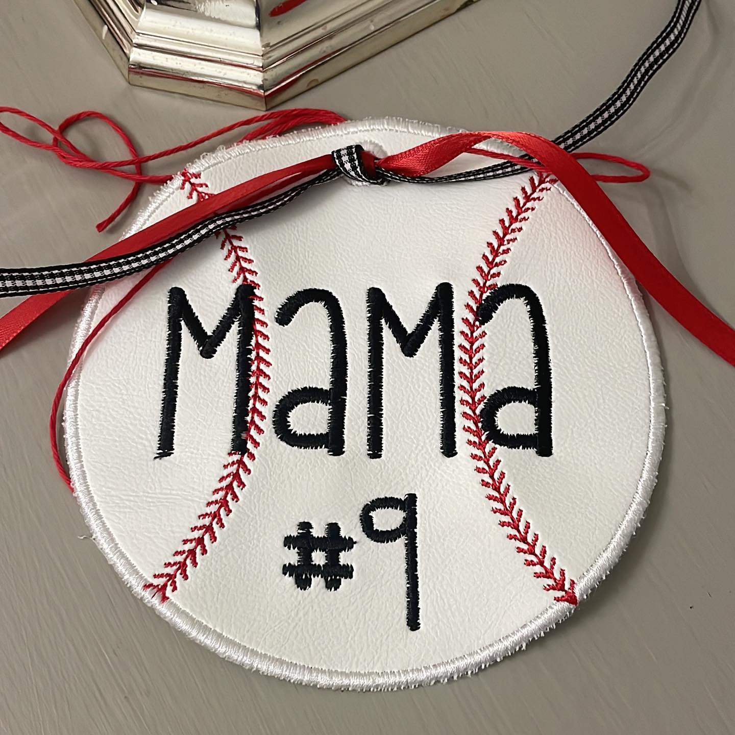 Faux Leather Baseball Bag Tag