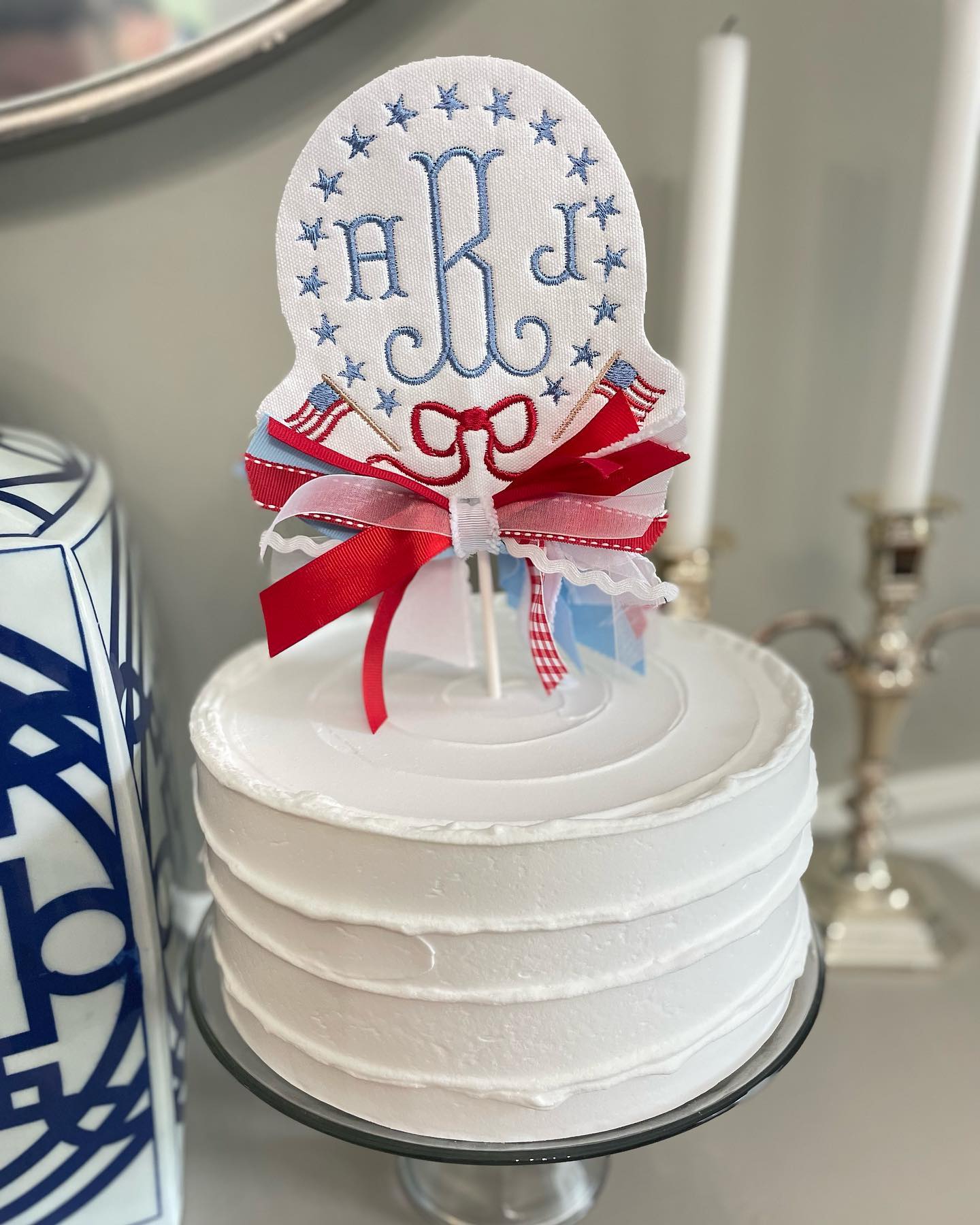 Patriotic Stars & Flag Cake Topper