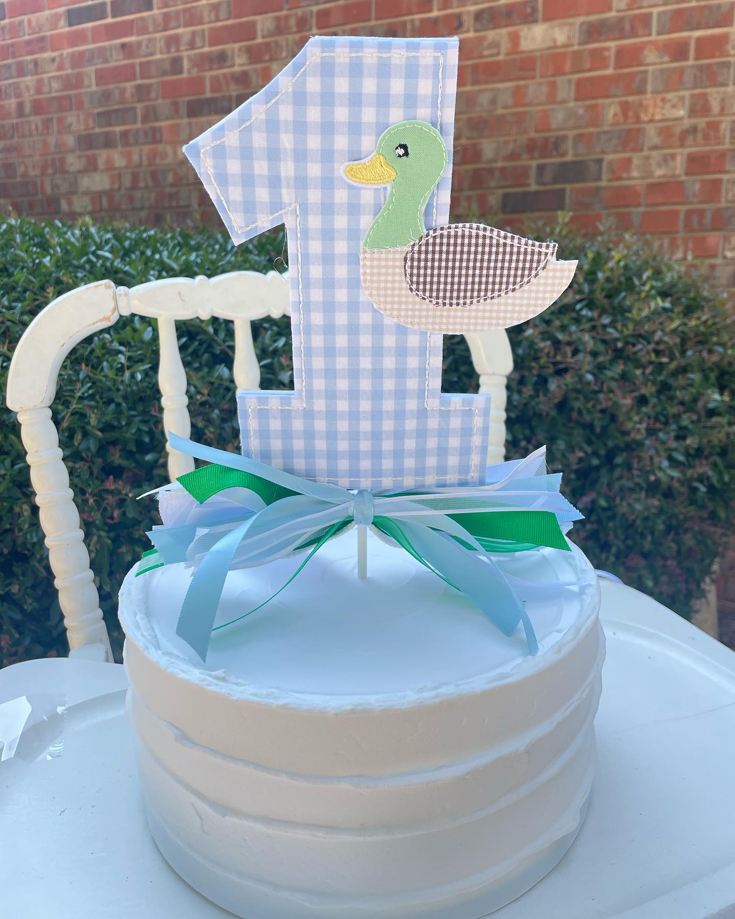 Gingham Mallard Cake Topper and Banner