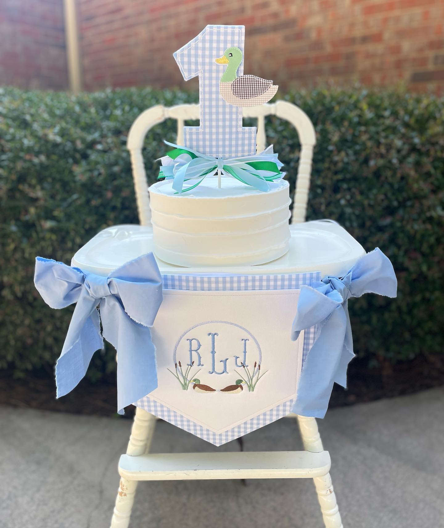 Gingham Mallard Cake Topper and Banner