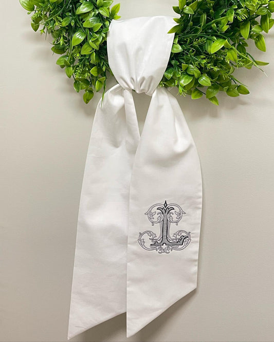 Single Initial Wreath Sash