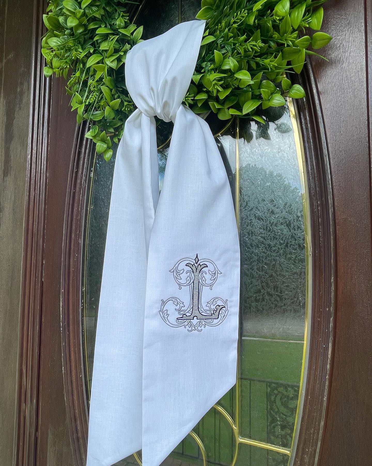 Single Initial Wreath Sash