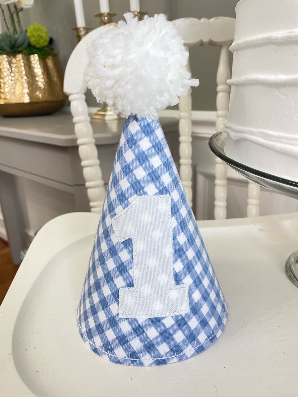 Gingham Birthday Party Hat